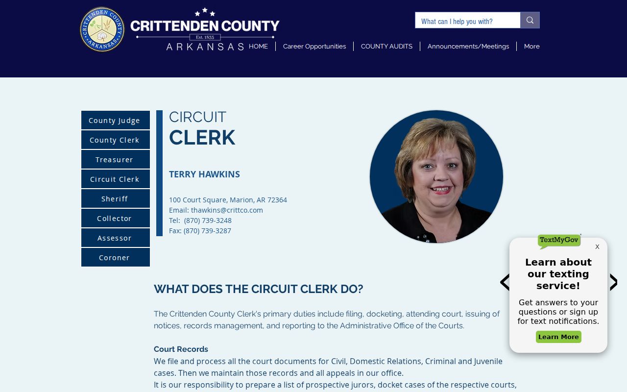 West Memphis people search Crittenden Circuit Clerk records page