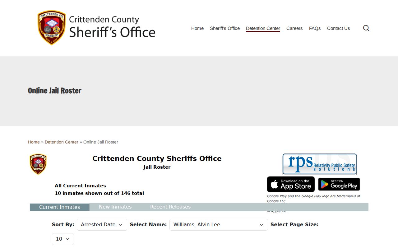 West Memphis people search Crittenden County jail roster
