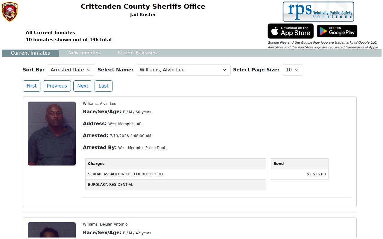 West Memphis people directory Crittenden roster app