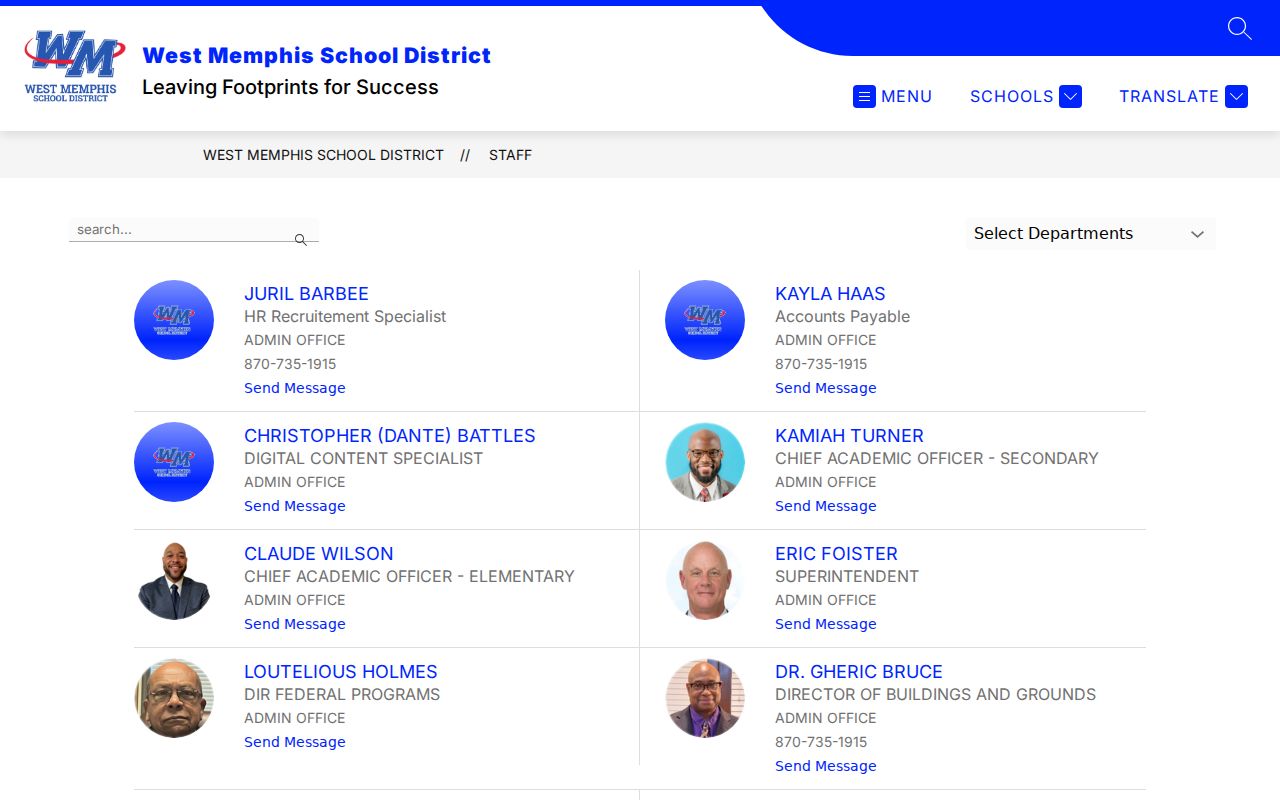 West Memphis people directories school district staff directory
