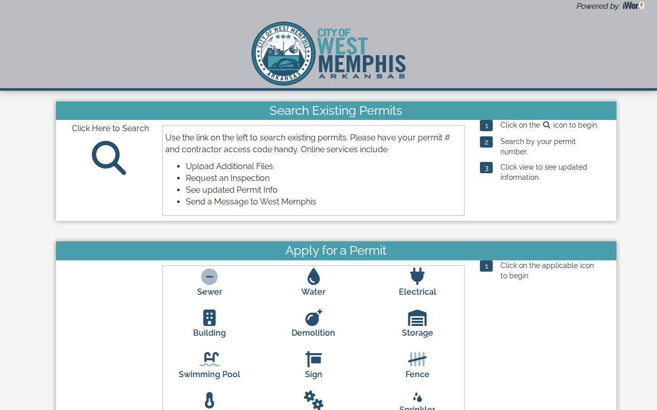 West Memphis public records iWorQ permit portal